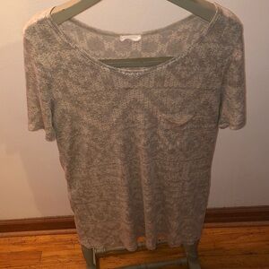 Women's Short Sleeve Heathered Pocket Tee - Light Gray